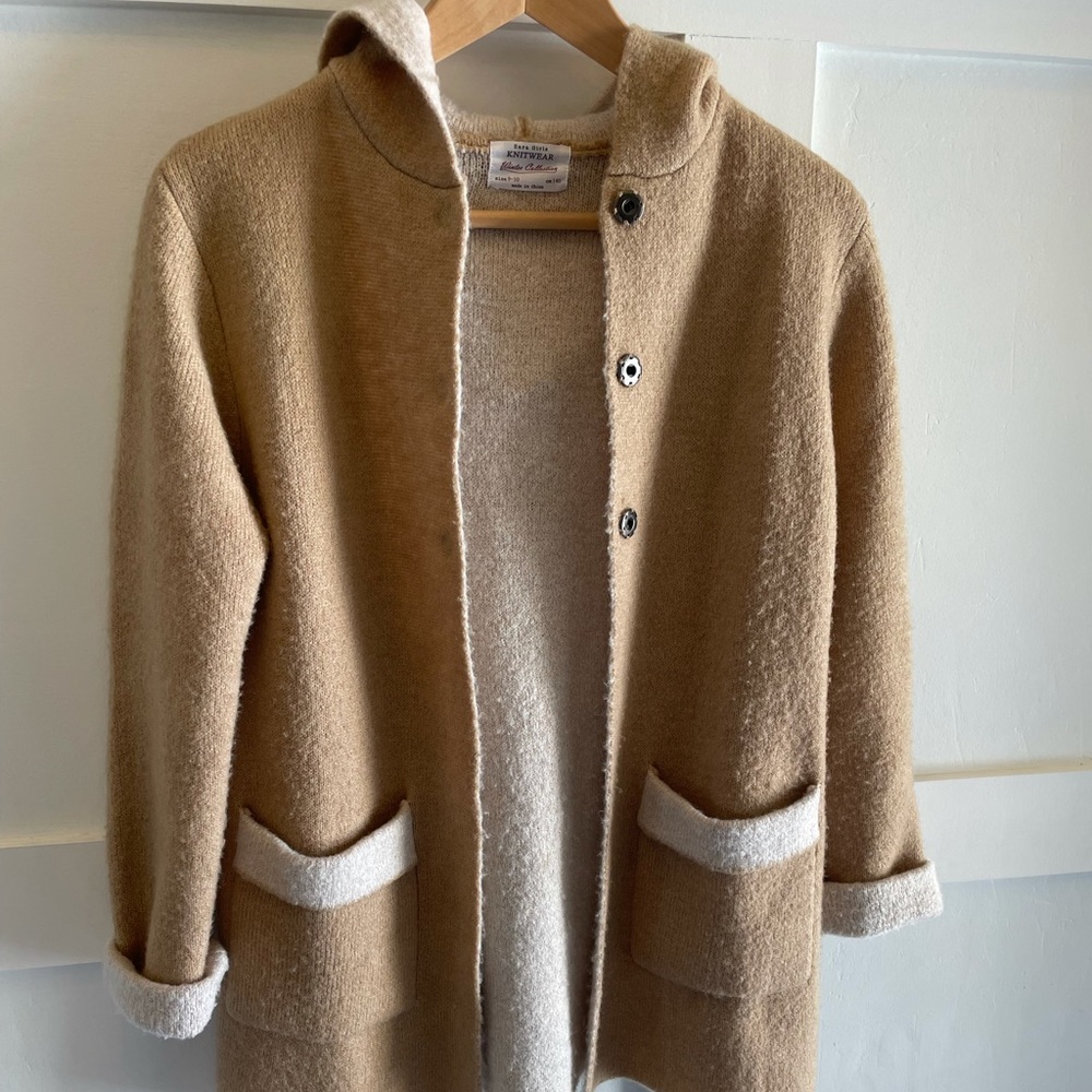Zara Girls Knitwear Long Sweater Cardigan with Hood Size 9/10